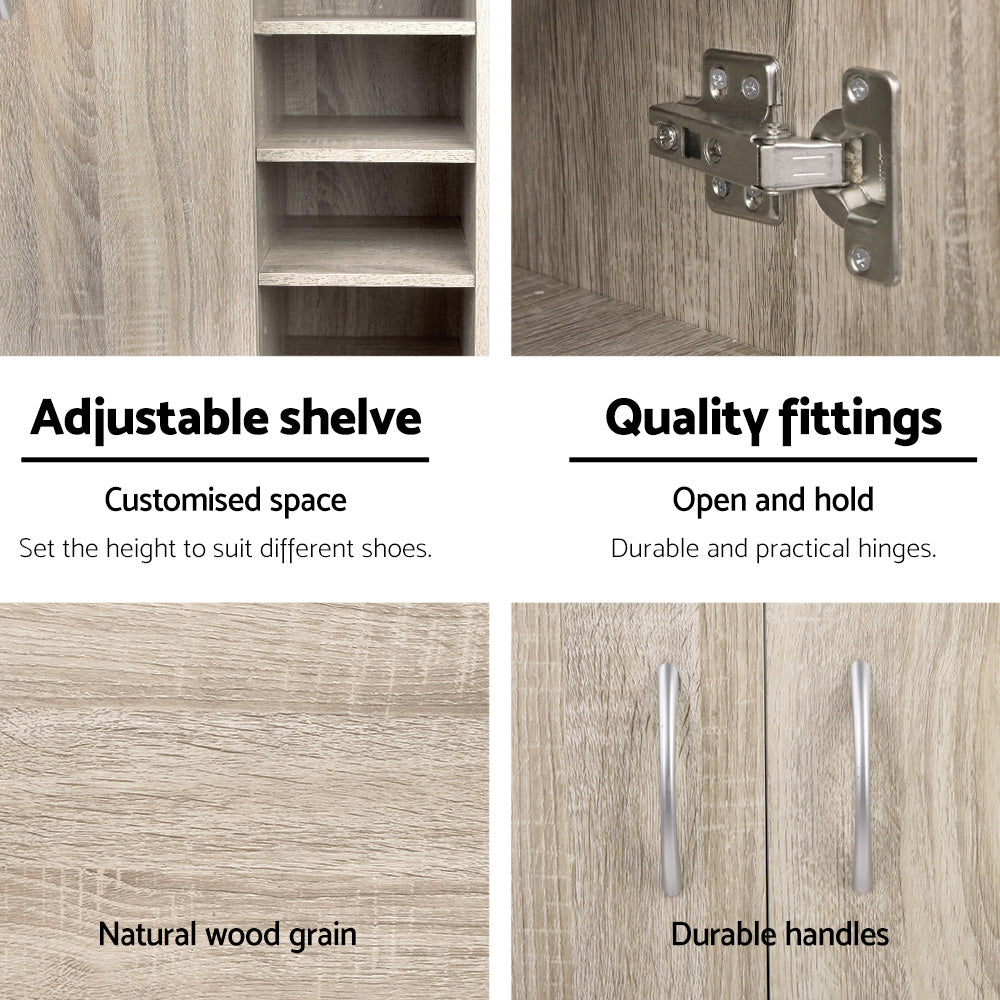 Clair Pine Shoe Rack Cabinet 21 Pairs Adjustable Shelves