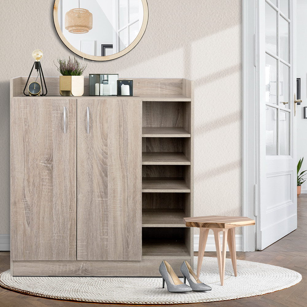 Artiss Shoe Cabinet 21 Pairs Adjustable Shelves Pine