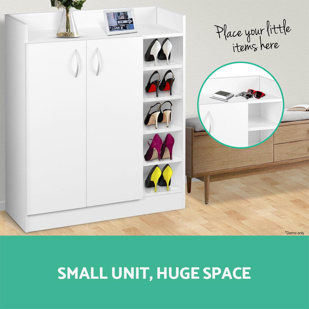 Clair Shoe Rack Cabinet 21 Pairs Adjustable Shelves White