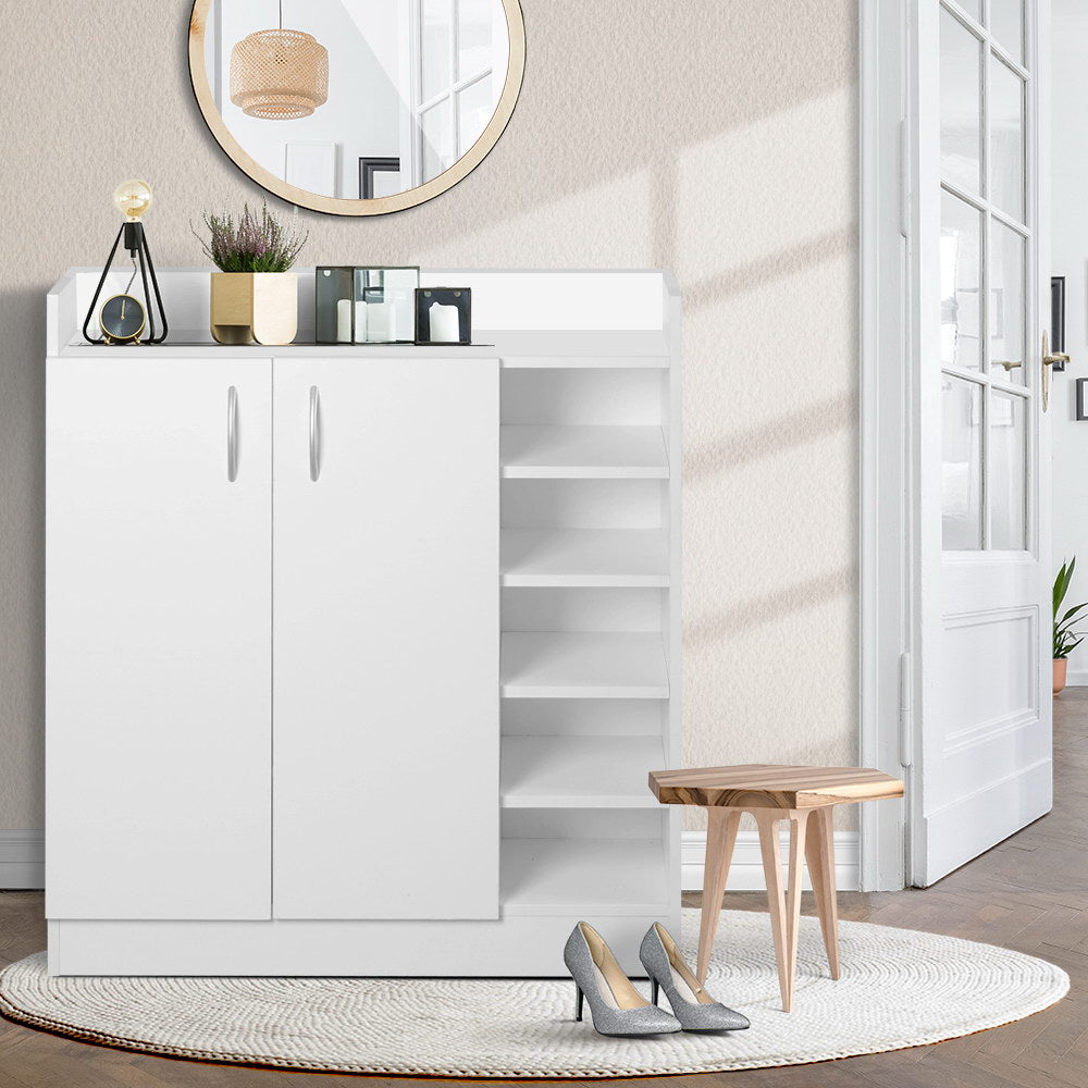 Clair Shoe Rack Cabinet 21 Pairs Adjustable Shelves White