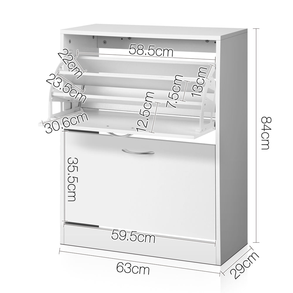 Iris Shoe Cabinet Adjustable Shelves 24 Pairs White