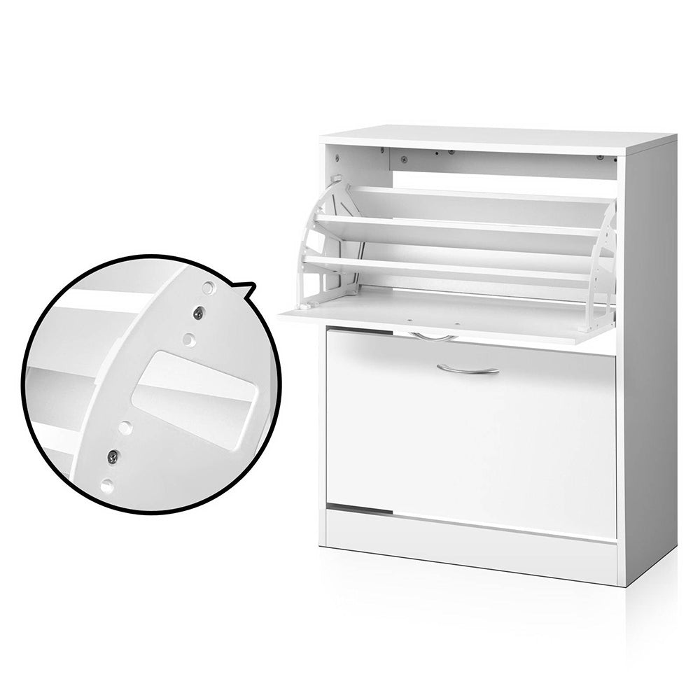 Iris Shoe Cabinet Adjustable Shelves 24 Pairs White