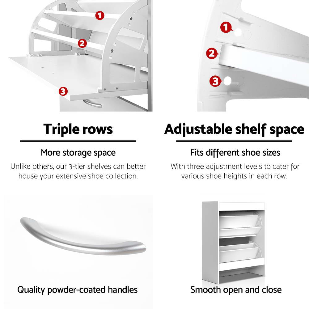 Iris Shoe Cabinet Adjustable Shelves 24 Pairs White