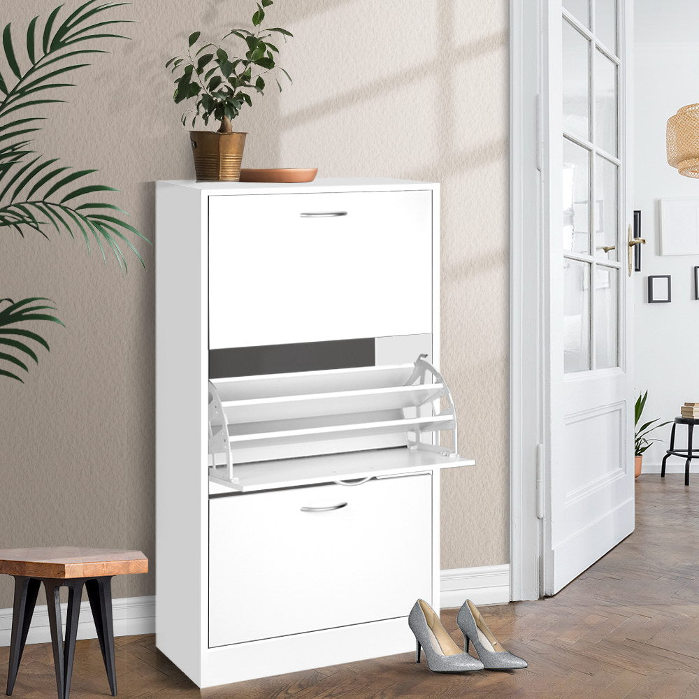 Ivy Shoe Rack Cabinet 36 Pairs Adjustable Shelves White