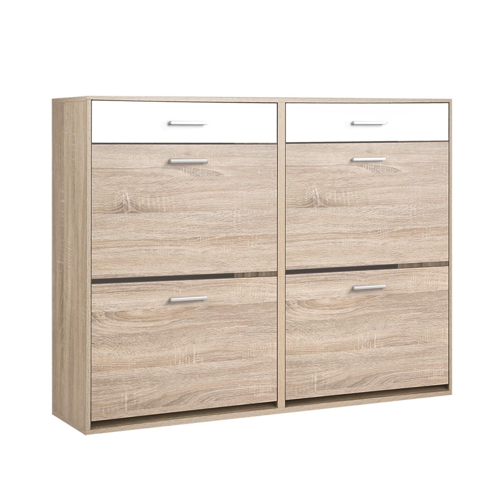 Sara 36-Pair Shoe Rack Cabinet Adjustable Shelves Pine White