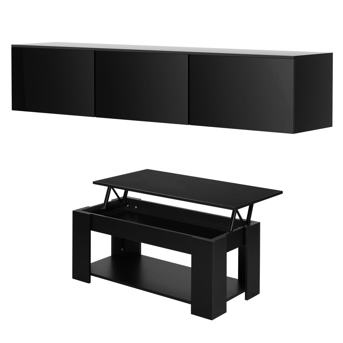 Artiss 2-Piece TV Unit and Coffee Table Set Black