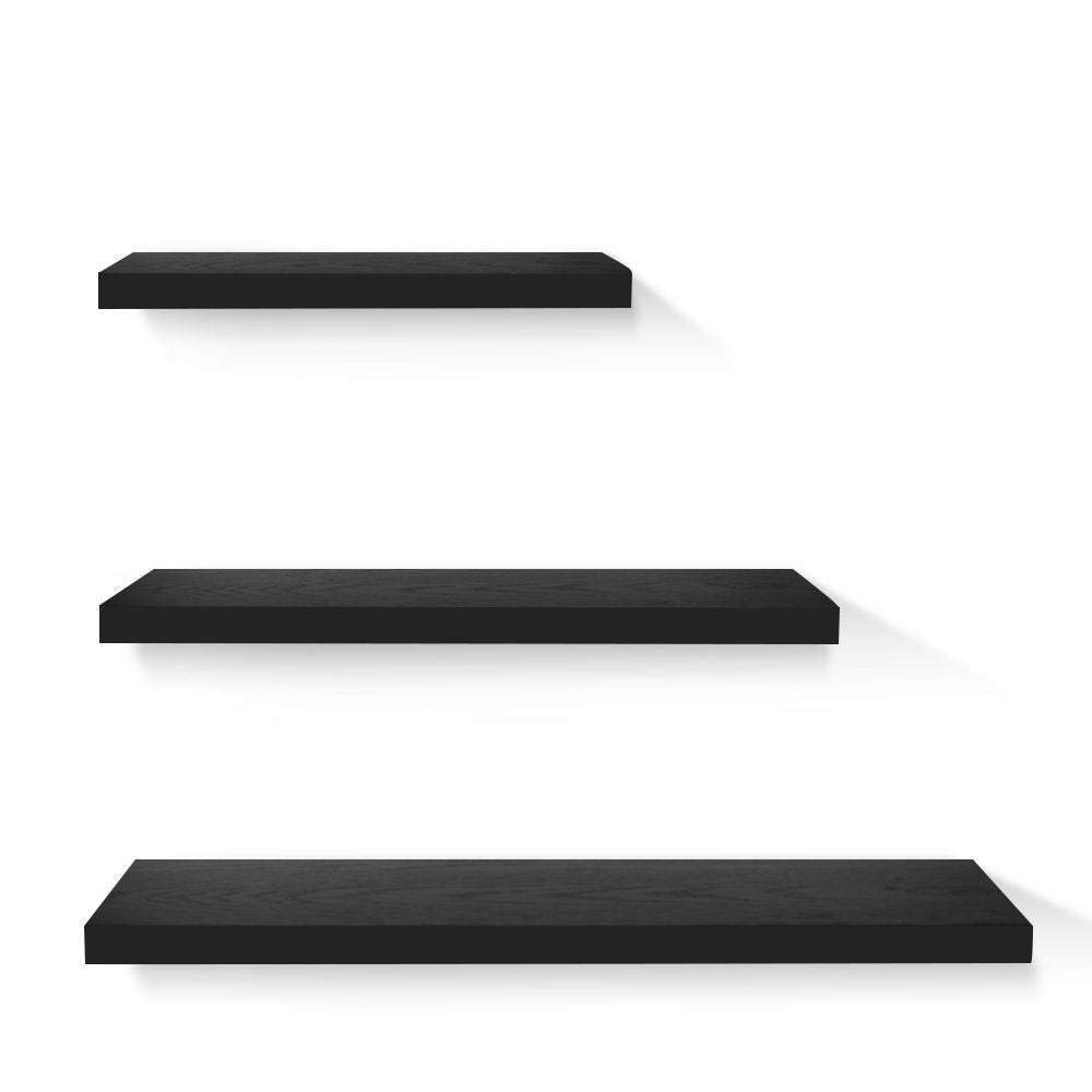 Artiss Floating Wall Shelf Set of 3 Black 40cm 60cm 80cm