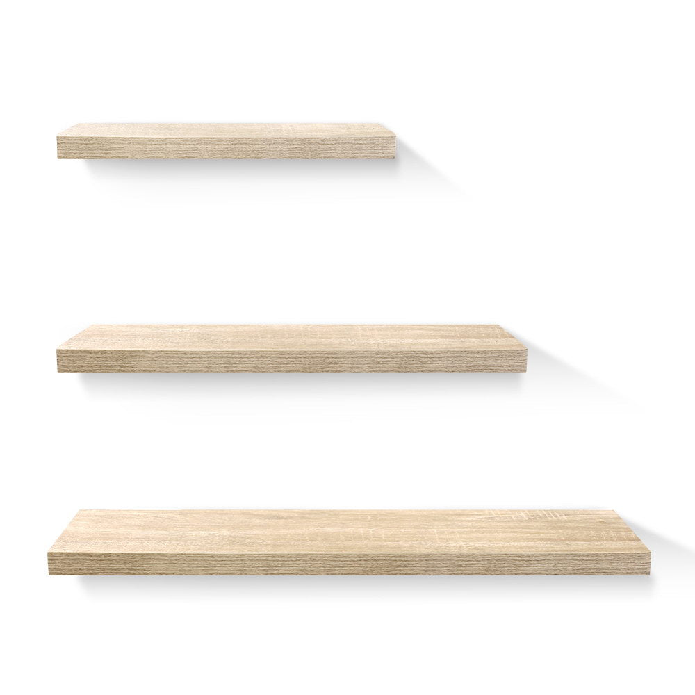 Floating Wall Shelf Set 3-Piece Oak