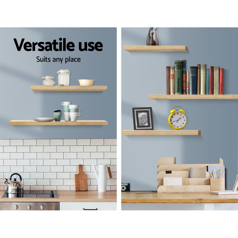 Floating Wall Shelf Set 3-Piece Oak