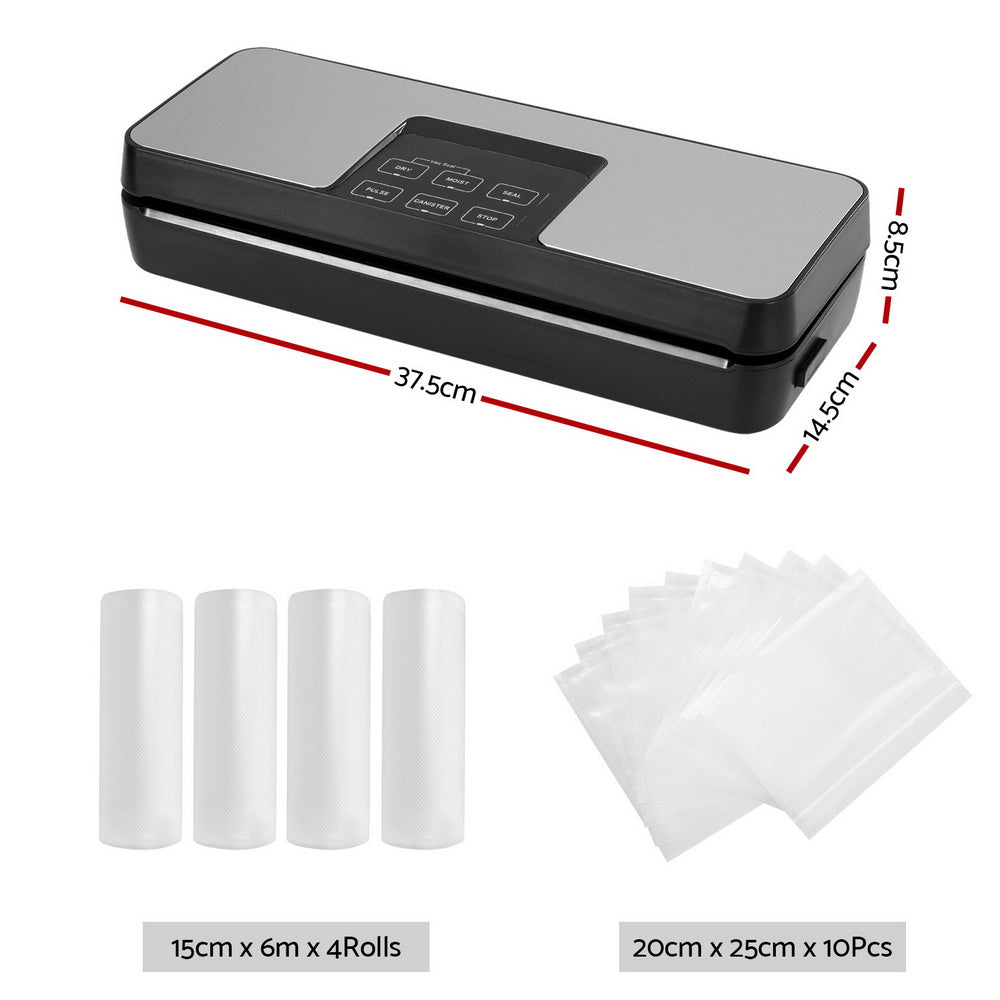 Devanti Food Vacuum Sealer Machine Auto Seal Cutter 5 Modes Silver+Black