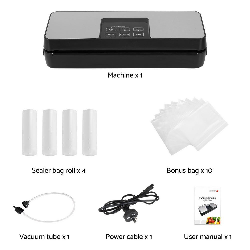 Devanti Food Vacuum Sealer Machine Auto Seal Cutter 5 Modes Silver+Black