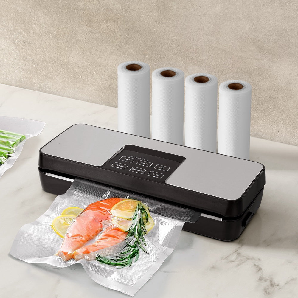 Devanti Food Vacuum Sealer Machine Auto Seal Cutter 5 Modes Silver+Black