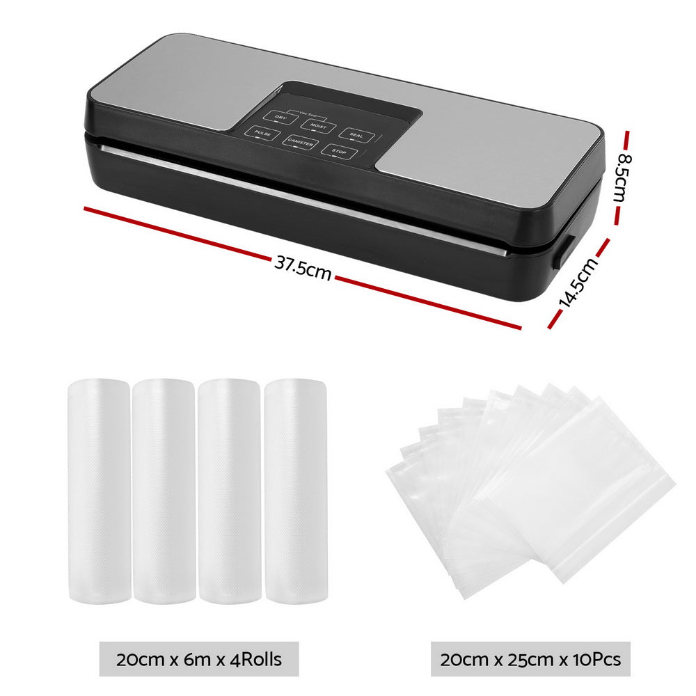 Devanti Automatic Vacuum Sealer Machine 5 Modes Silver Black