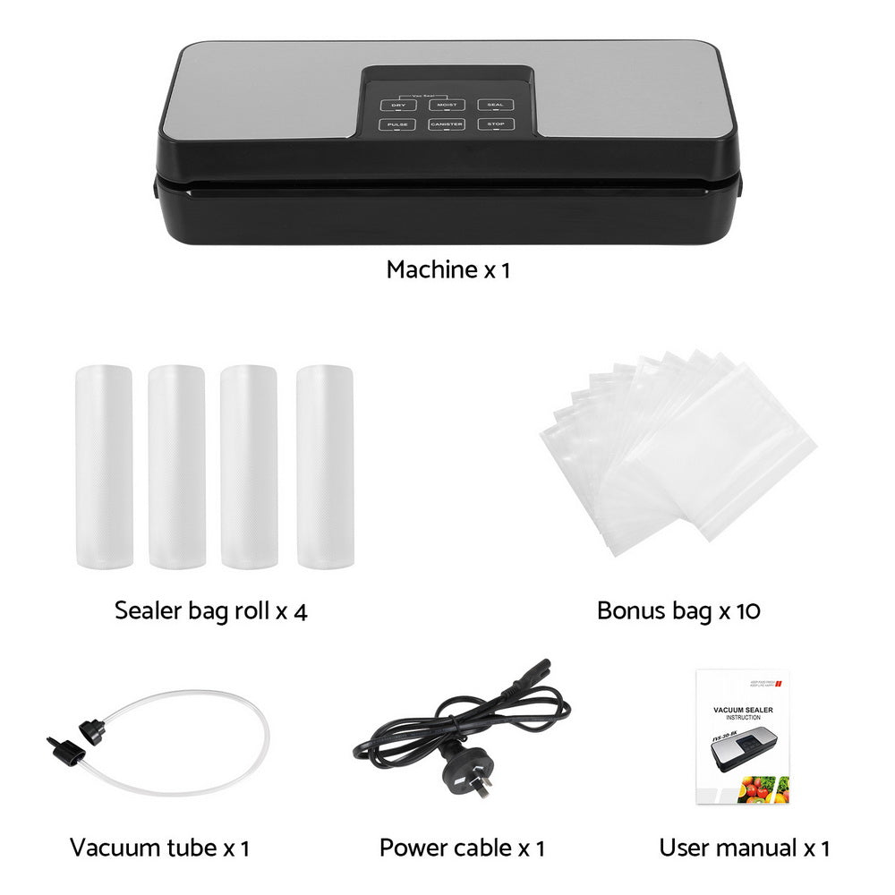 Devanti Automatic Vacuum Sealer Machine 5 Modes Silver Black