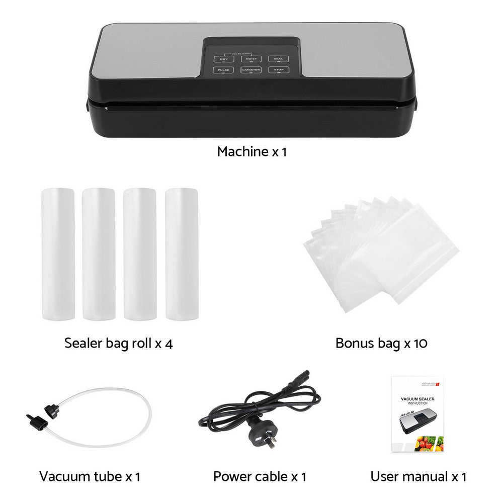 Devanti 370mm Food Vacuum Sealer Machine Auto Seal Cutter Silver+Black