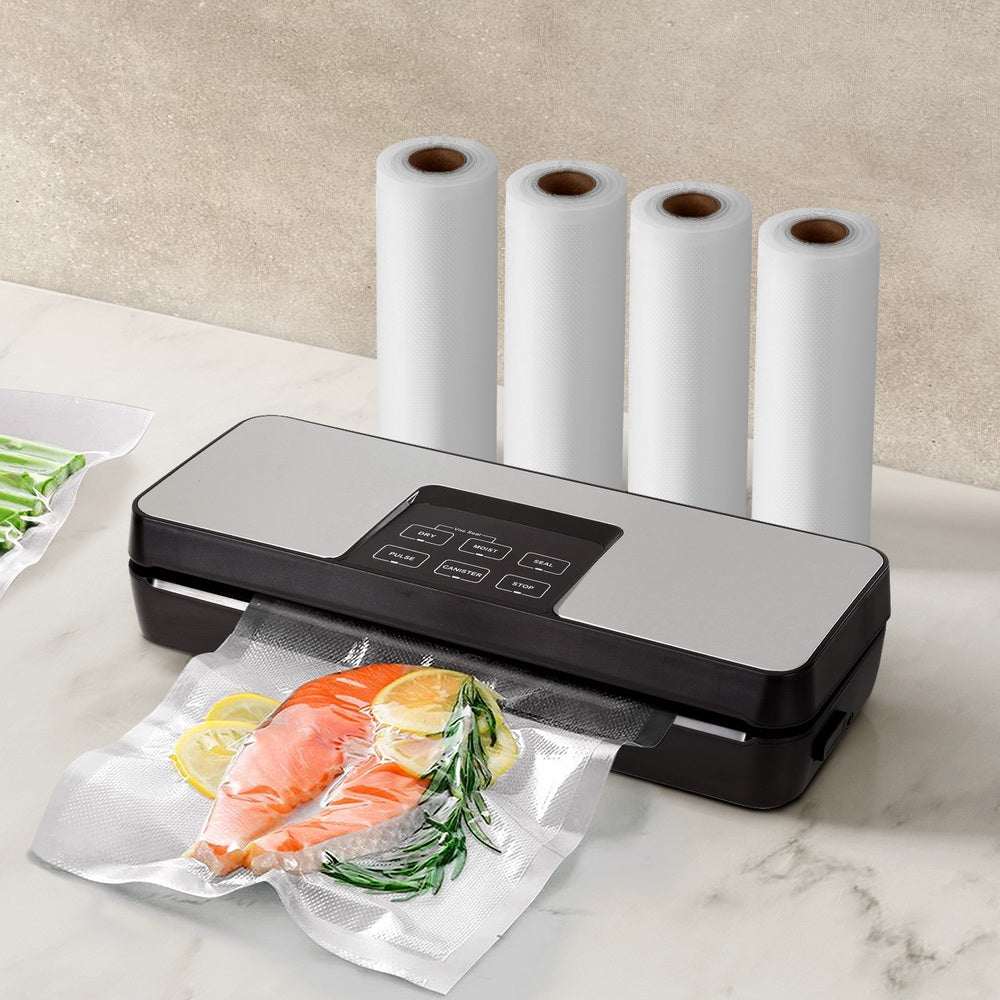 Devanti 370mm Food Vacuum Sealer Machine Auto Seal Cutter Silver+Black
