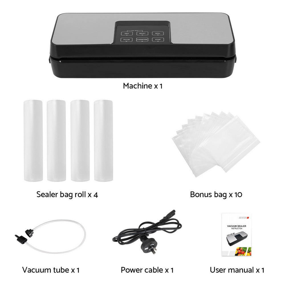 Devanti 28cm Food Vacuum Sealer Machine Auto Seal Cutter 5 Modes Silver Black