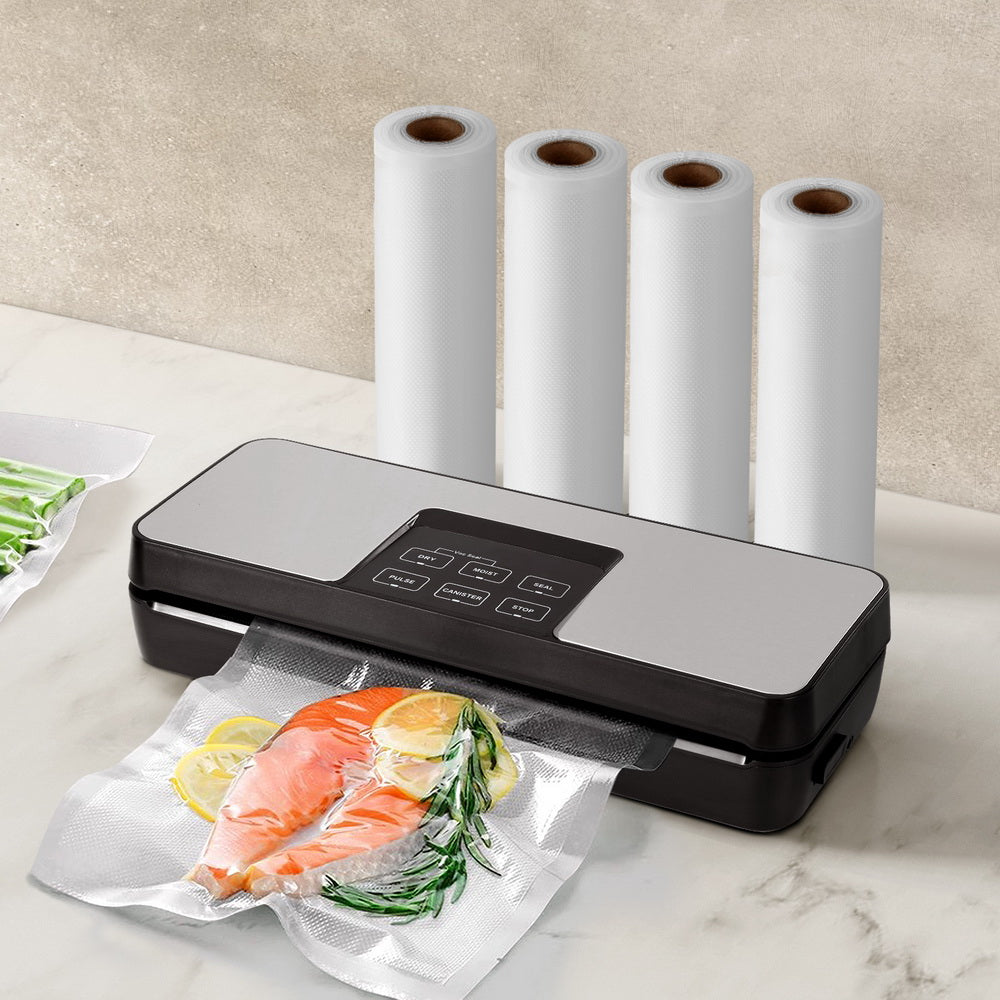 Devanti 28cm Food Vacuum Sealer Machine Auto Seal Cutter 5 Modes Silver Black