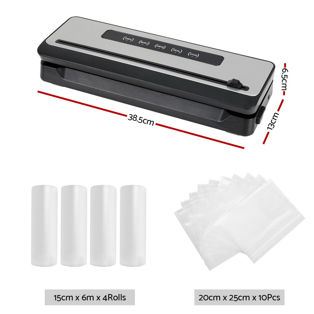 Devanti Food Vacuum Sealer Machine 4 Modes Cutter Silver/Black
