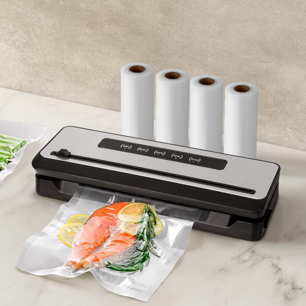 Devanti Food Vacuum Sealer Machine 4 Modes Cutter Silver/Black