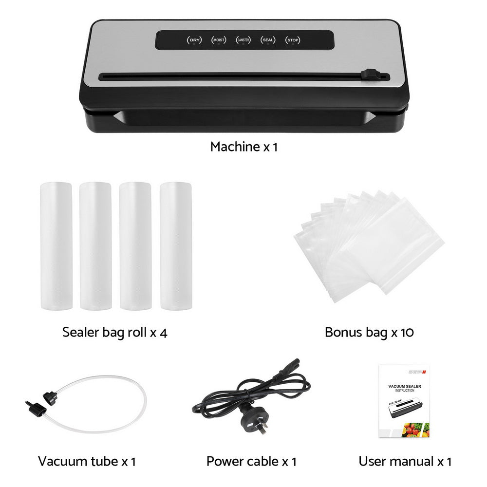 Devanti 120W Vacuum Sealer Machine 5 Modes Silver Black