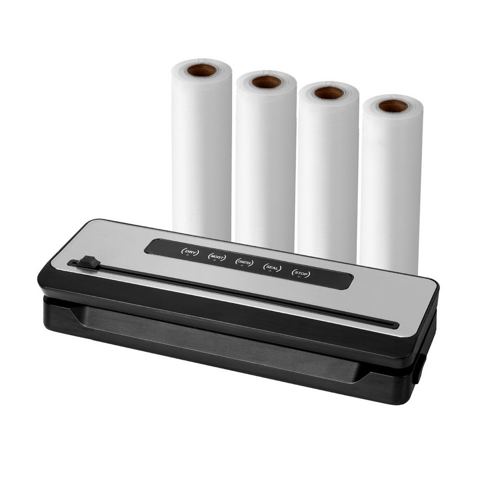 Devanti Vacuum Sealer Machine 4 Modes Cutter Silver Black
