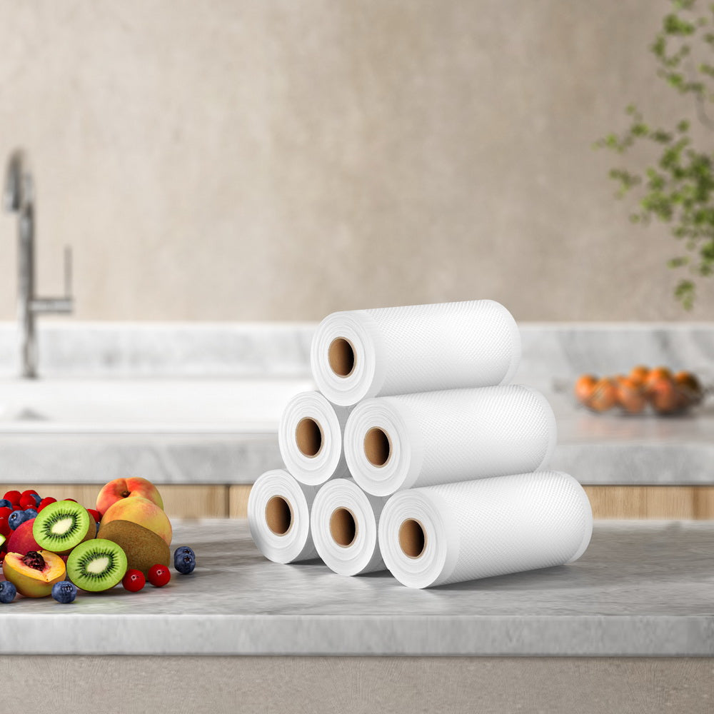 6-Roll Vacuum Sealer Bags 15cm x 6m Transparent Food Storage Saver