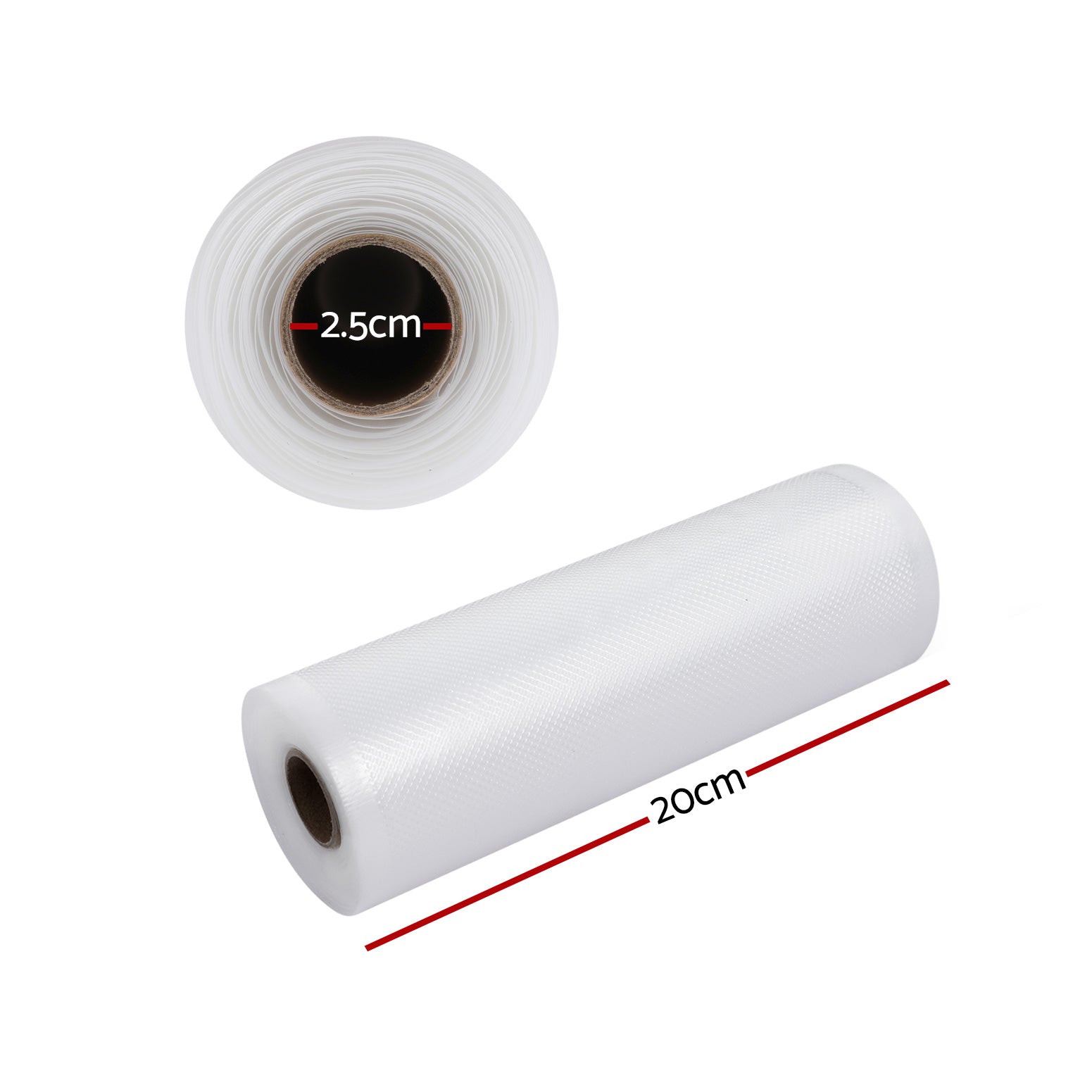 20cm x 6m Vacuum Sealer Bags 2 Rolls Transparent