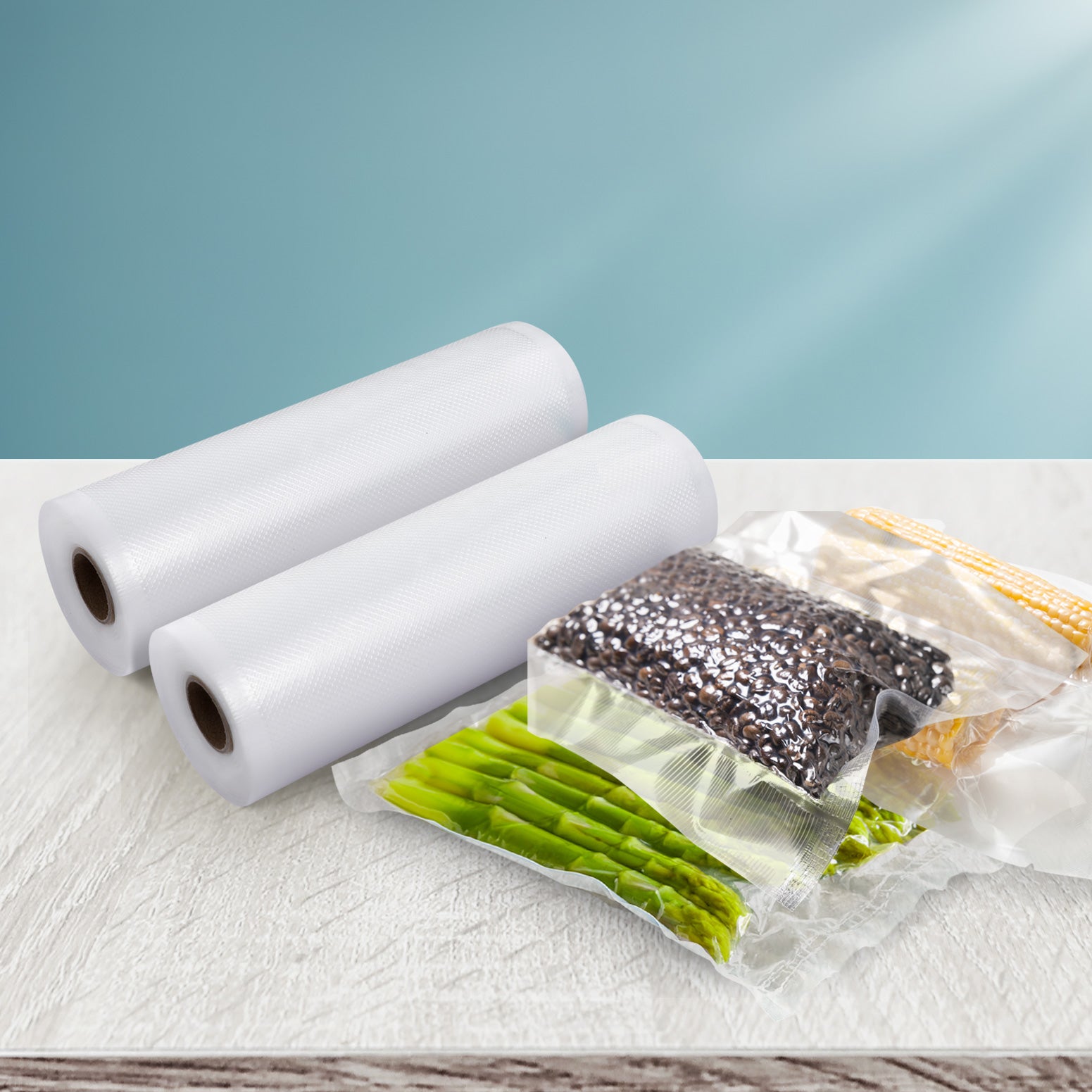 20cm x 6m Vacuum Sealer Bags 2 Rolls Transparent