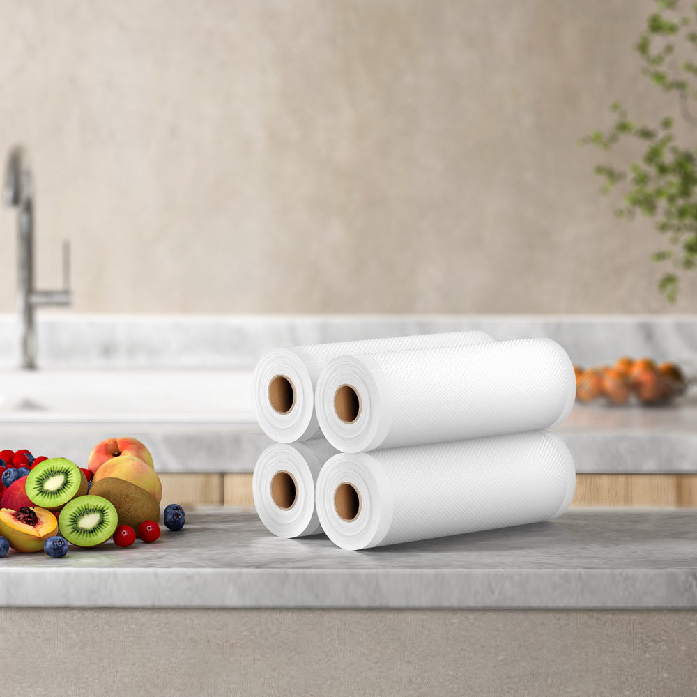 4 Rolls 20cm Vacuum Sealer Bags Transparent Heat Sealing Storage Saver