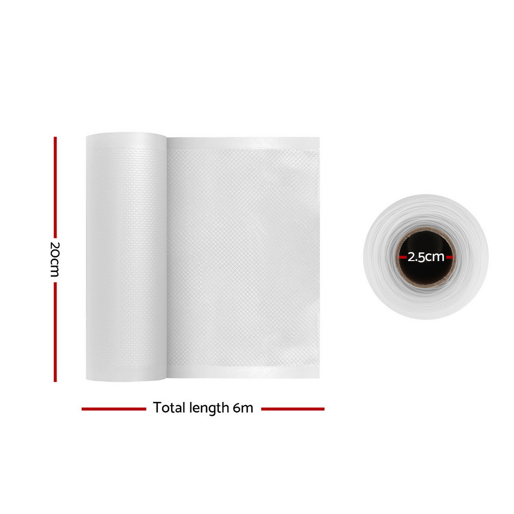 10 Rolls 20cm x 6m Food Vacuum Sealer Bags Transparent