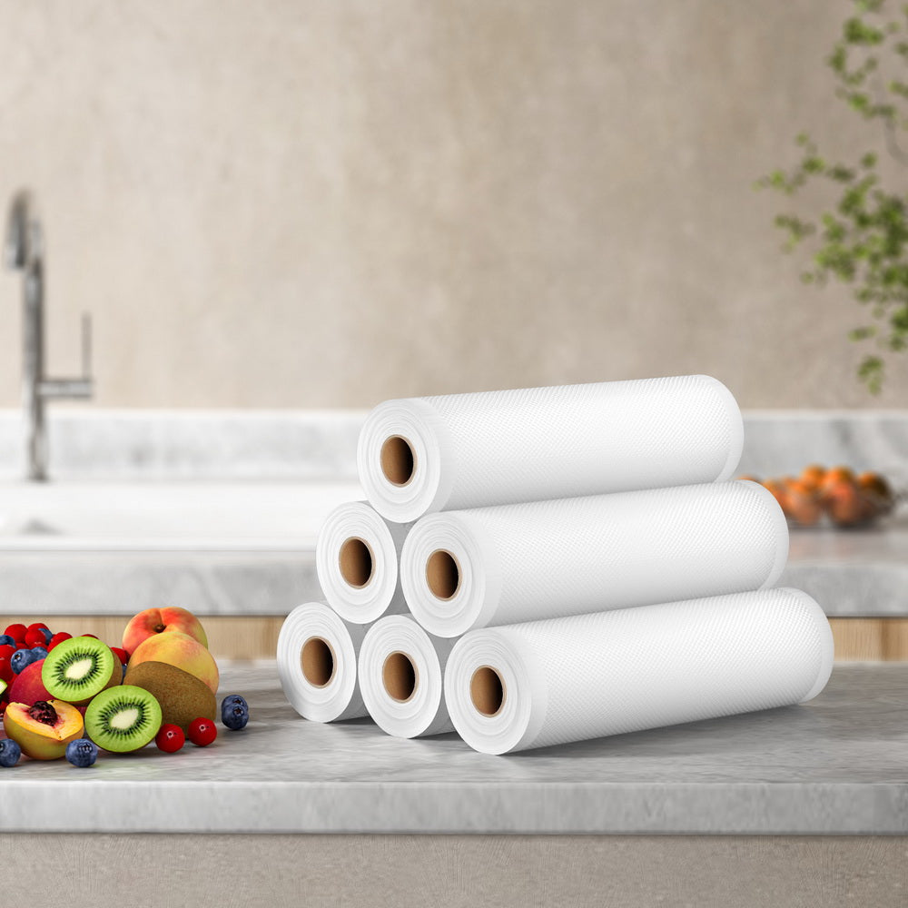 6-Pack 25cm Vacuum Sealer Bags Rolls Transparent