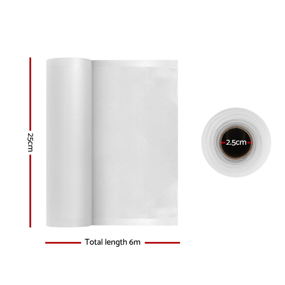 10-Roll Vacuum Sealer Bags 25cm x 6m Transparent