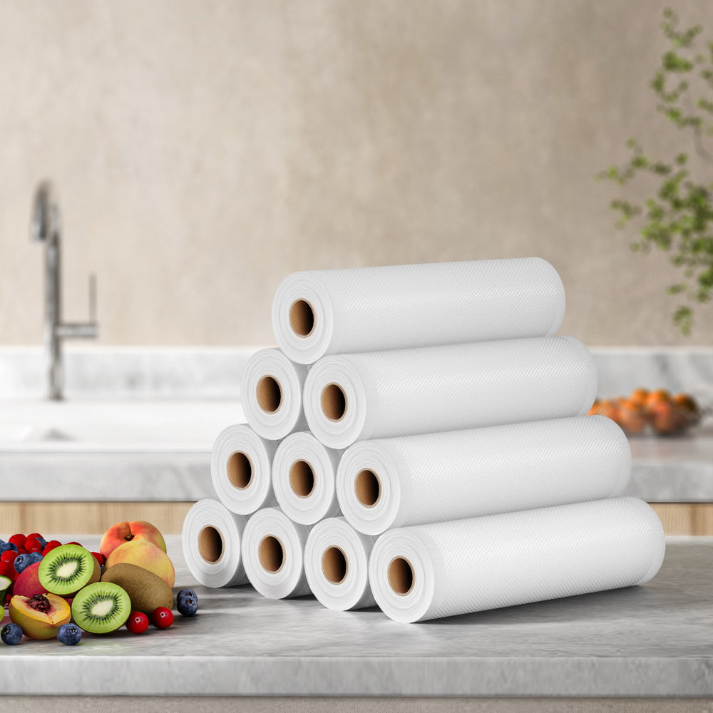 10-Roll Vacuum Sealer Bags 25cm x 6m Transparent