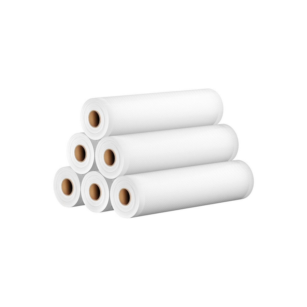 6-Roll Vacuum Sealer Bags 28cm x 6m Transparent