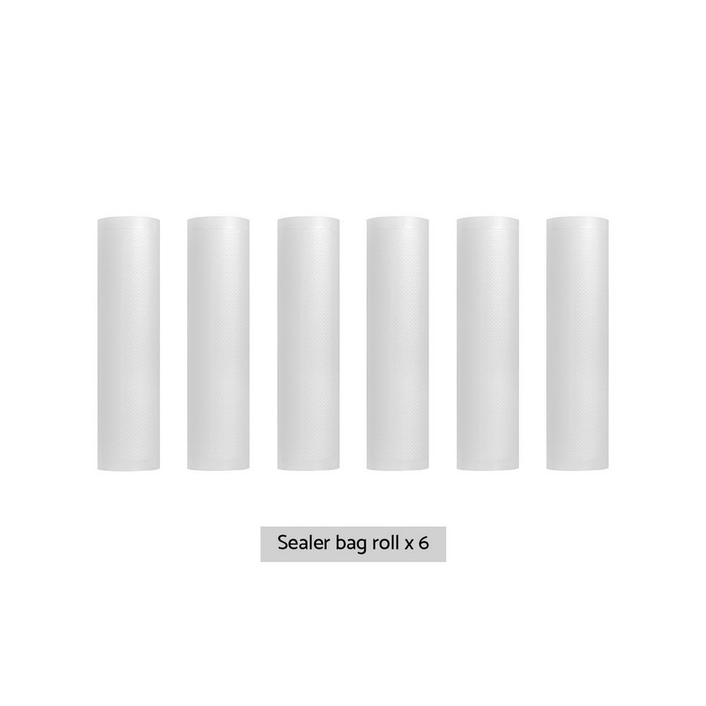 6-Roll Vacuum Sealer Bags 28cm x 6m Transparent