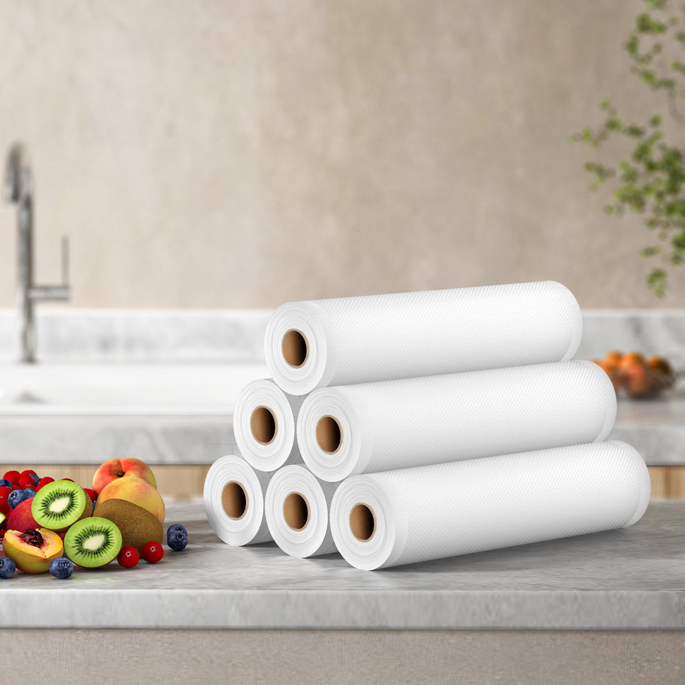 6-Roll Vacuum Sealer Bags 28cm x 6m Transparent