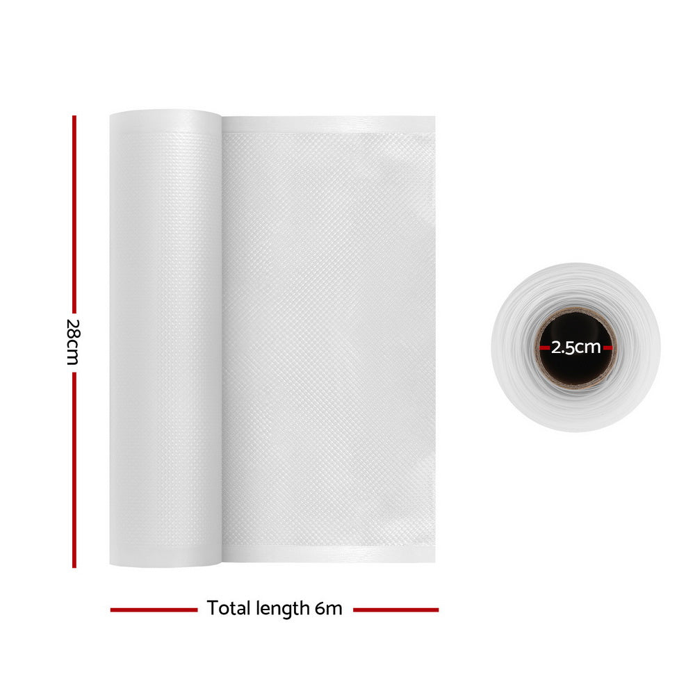 10 Rolls Vacuum Sealer Bags 28CMx6M Transparent Food Storage Saver