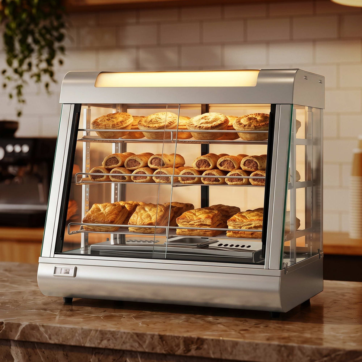 Devanti Commercial Food Warmer 3 Shelf Heated Display Cabinet 1500W