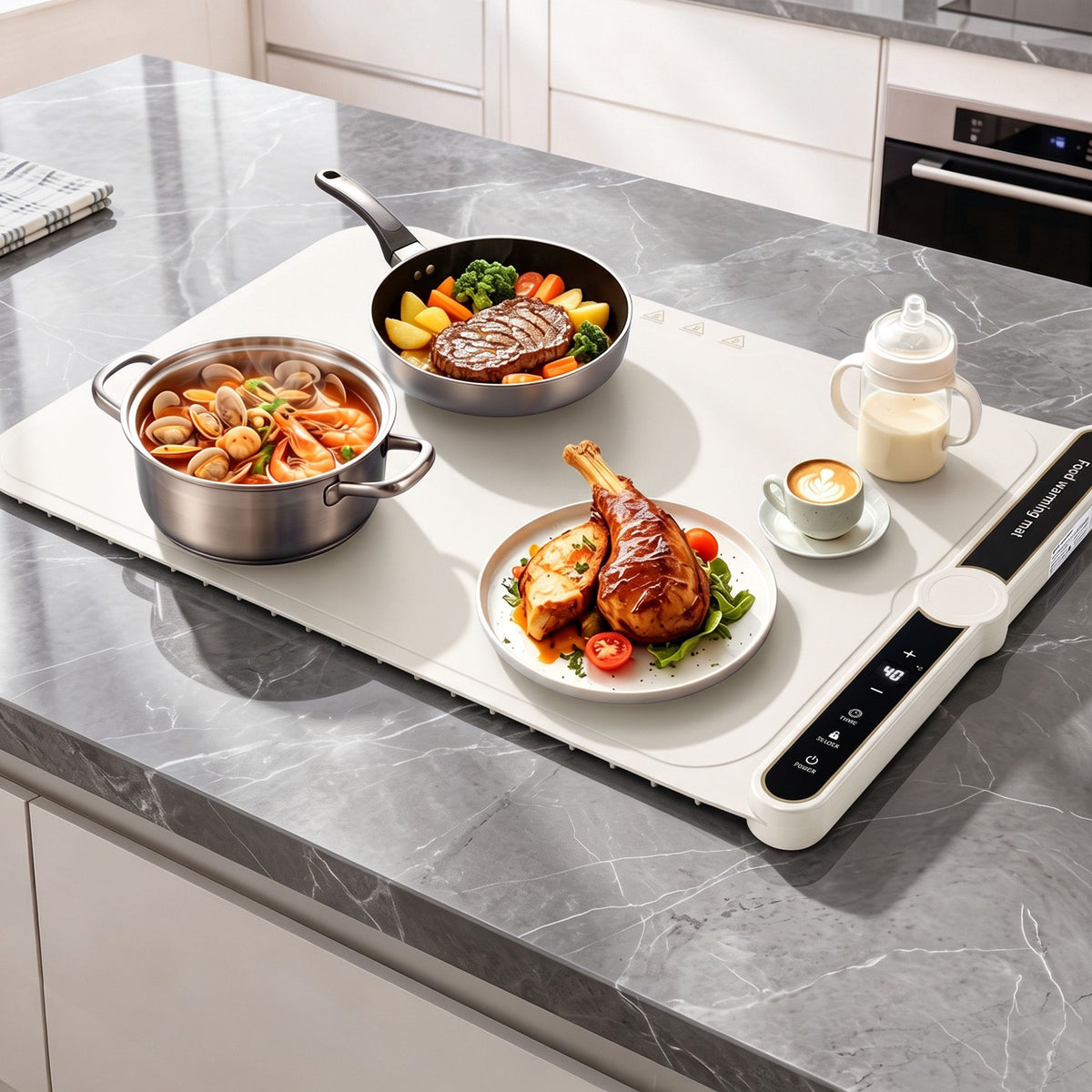 Devanti Food Warming Mat 60 x 38cm Electric With Timer White