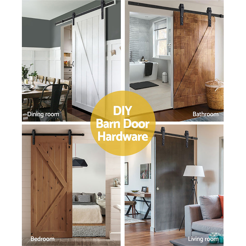 Cefito 2.44m Sliding Barn Door Hardware Track Set Black