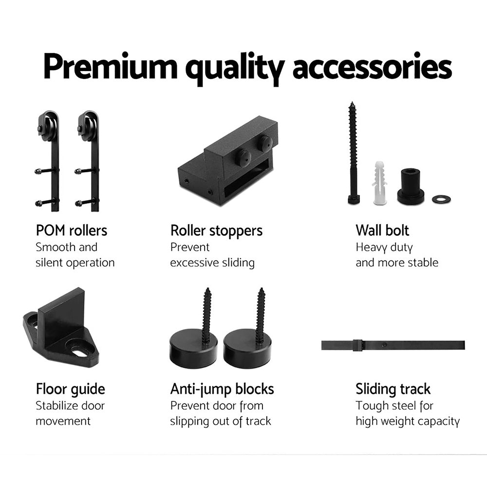 Cefito 2.44m Sliding Barn Door Hardware Track Set Black
