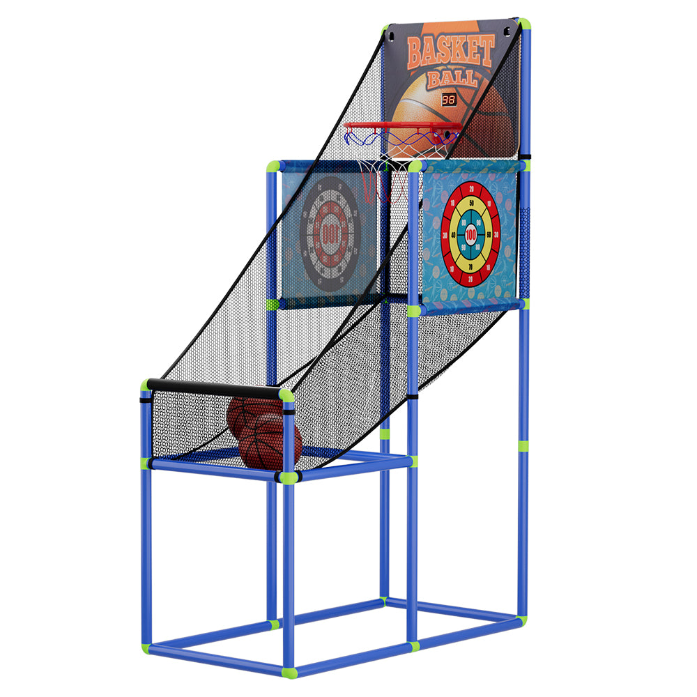 Kids Basketball Arcade Game 3 Games Electronic Scorer Adjustable Blue