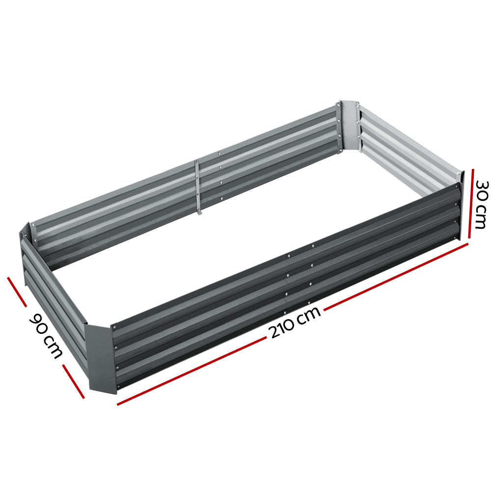 Green Fingers 210x90cm Raised Garden Bed Galvanised Steel Planter Box