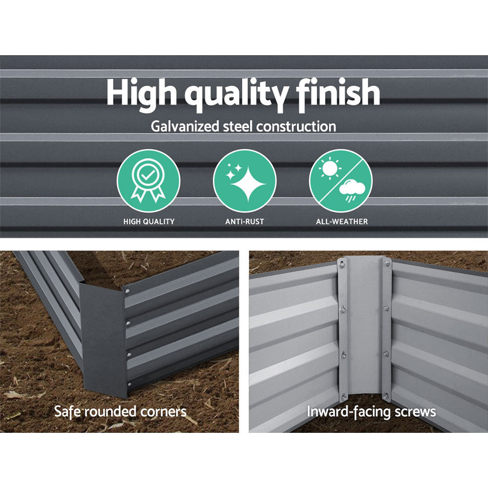 Green Fingers 210x90cm Raised Garden Bed Galvanised Steel Planter Box