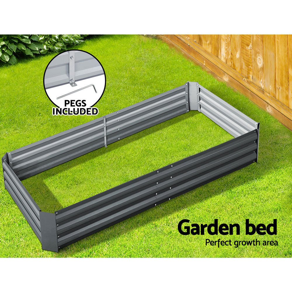 Green Fingers 210x90cm Raised Garden Bed Galvanised Steel Planter Box