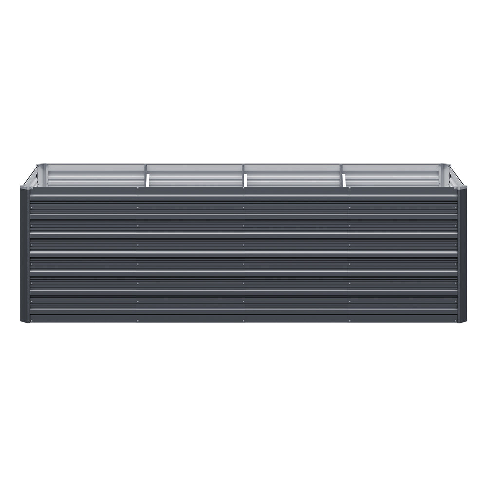 Green Fingers 240x80x77cm Raised Planter Box Galvanised Aluminium Grey