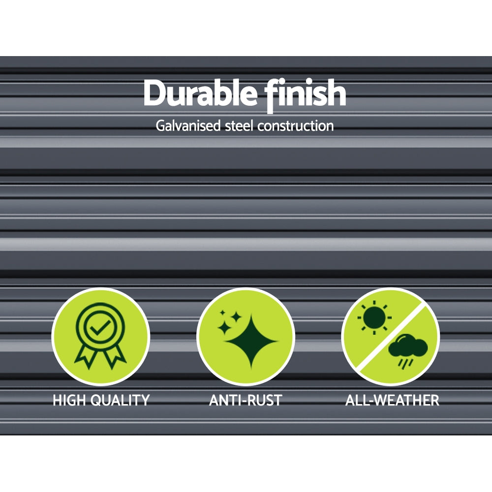 Green Fingers 240x80x77cm Raised Planter Box Galvanised Aluminium Grey