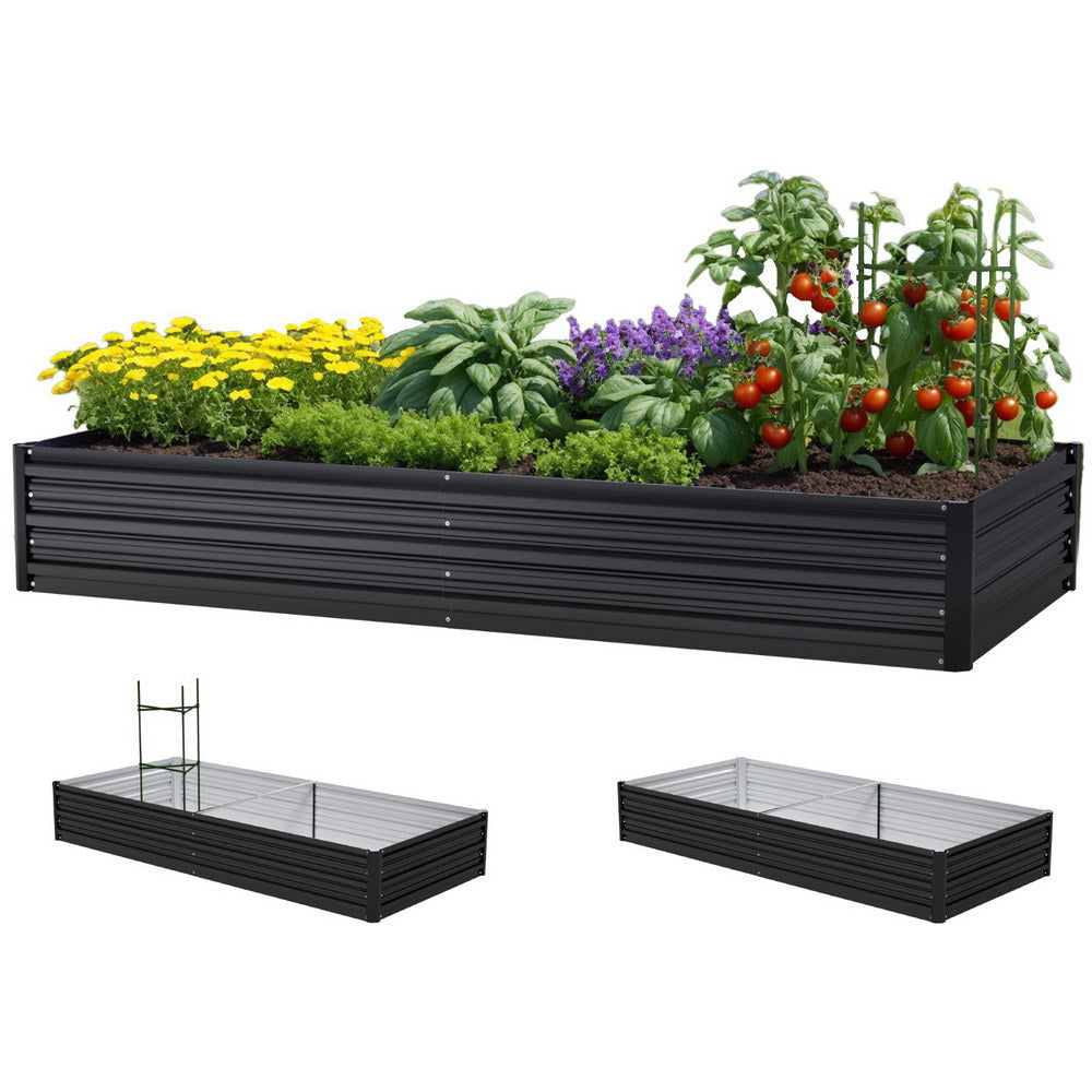 Green Fingers Raised Garden Bed 2 Pcs 210x90cm Galvanised Outdoor