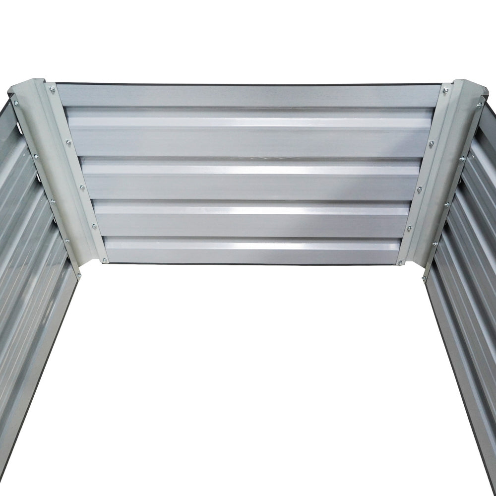 Green Fingers 320x80x45cm Raised Planter Box Galvanised Aluminium Grey
